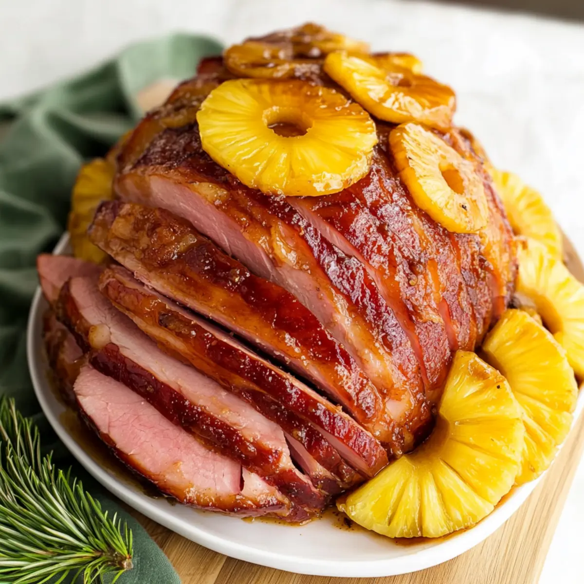 Sweet and Savory Brown Sugar Glazed Pineapple Ham Recipe
