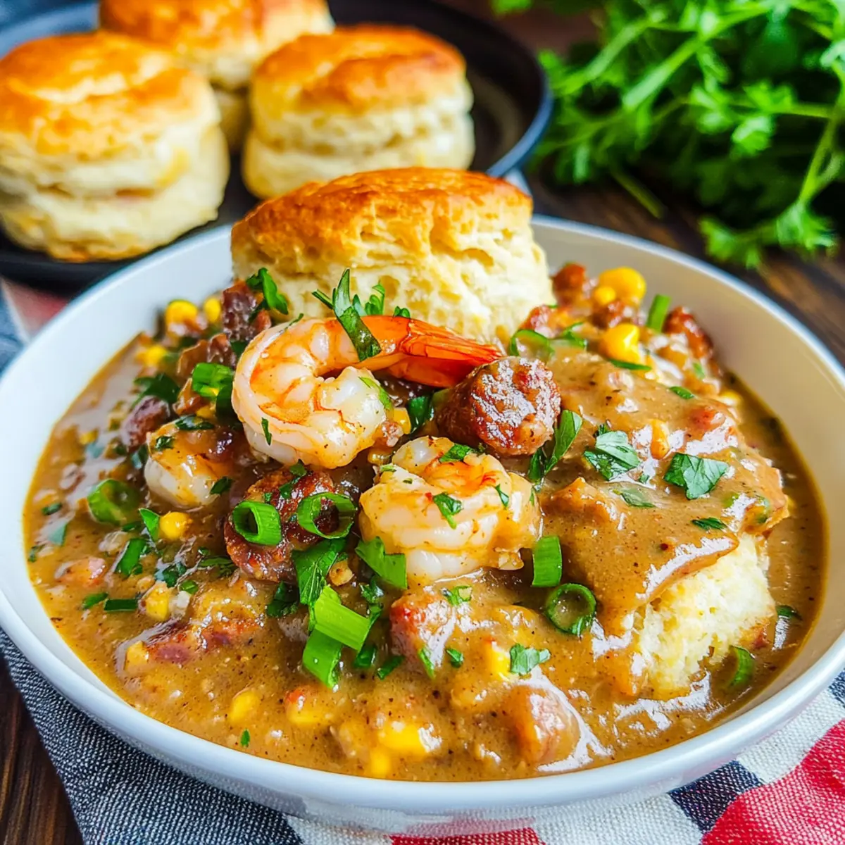 Irresistible Cheddar Biscuits and Shrimp in Creamy Gravy