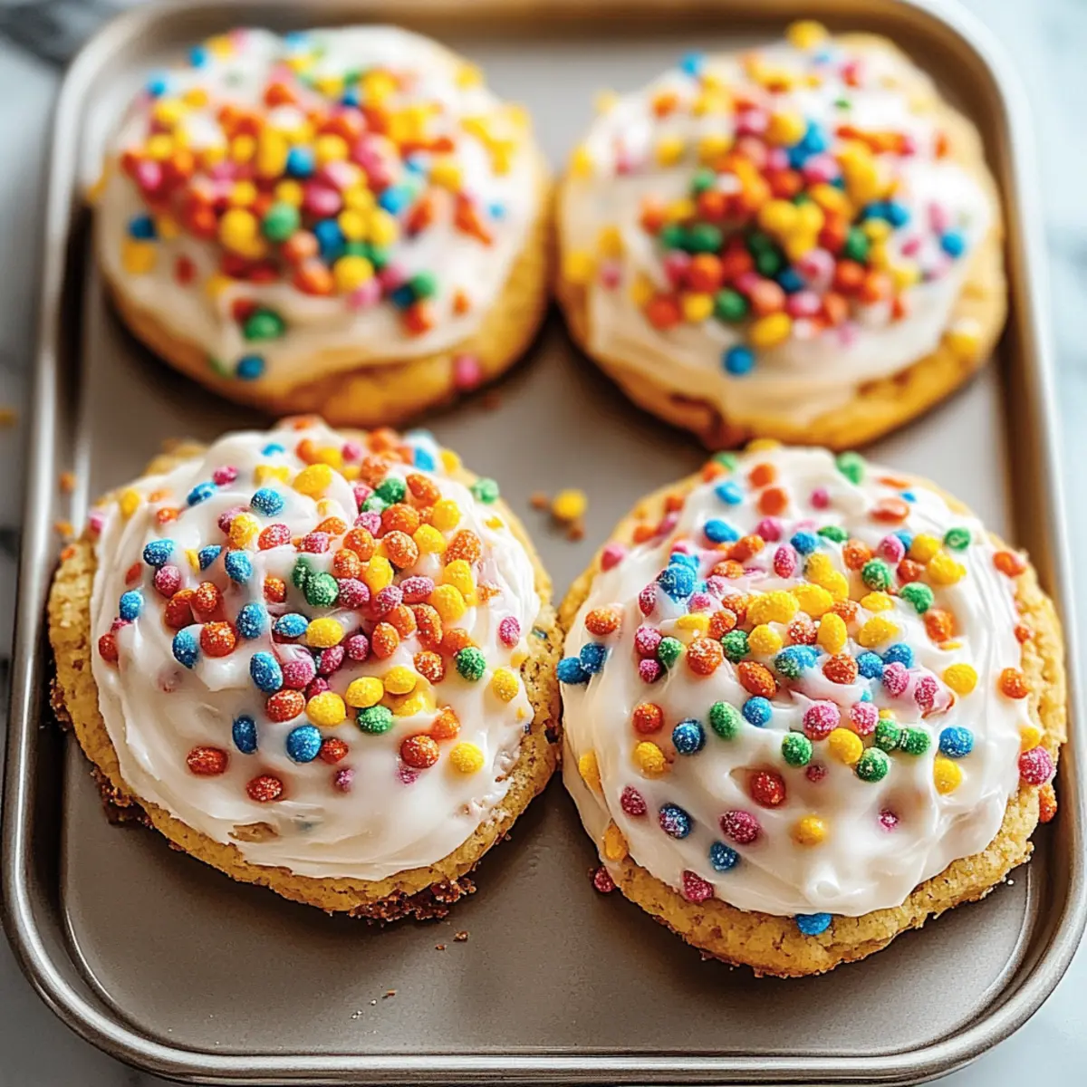 Frosted Fruity Pebbles Cookies: A Whimsical Childhood Treat