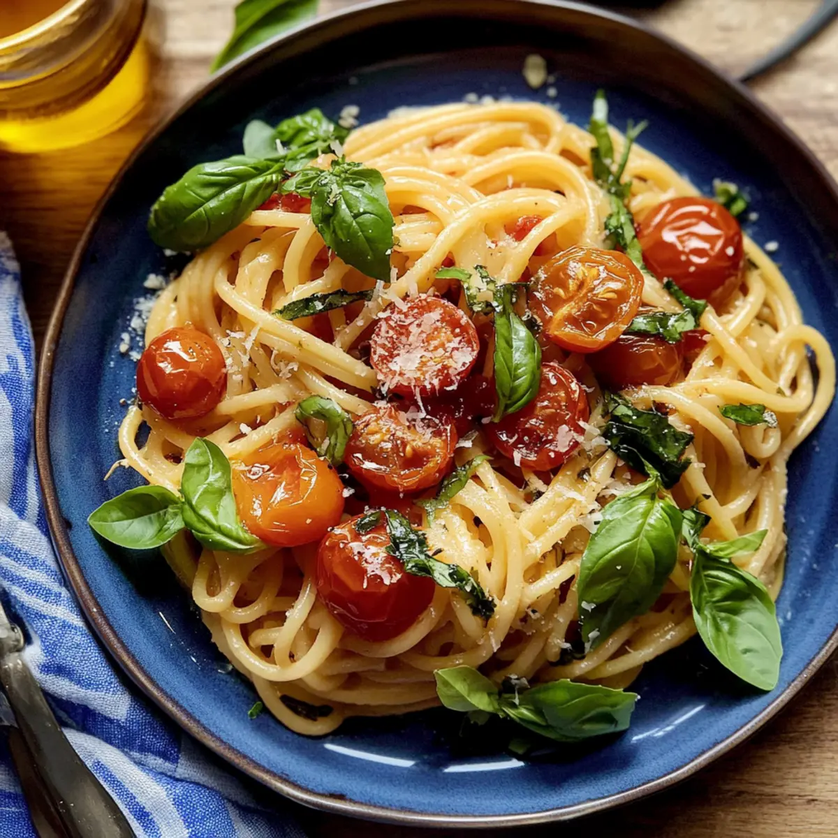 Basil Pasta with Cherry Tomatoes in 15 Minutes or Less