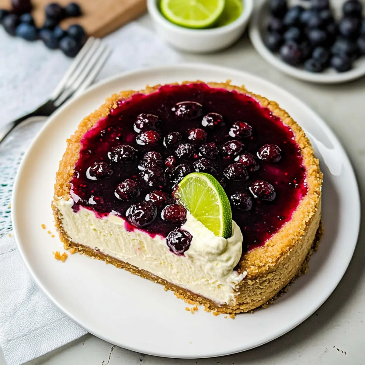 Delicious Lime Cheesecake with Triple Berry Sauce Delight