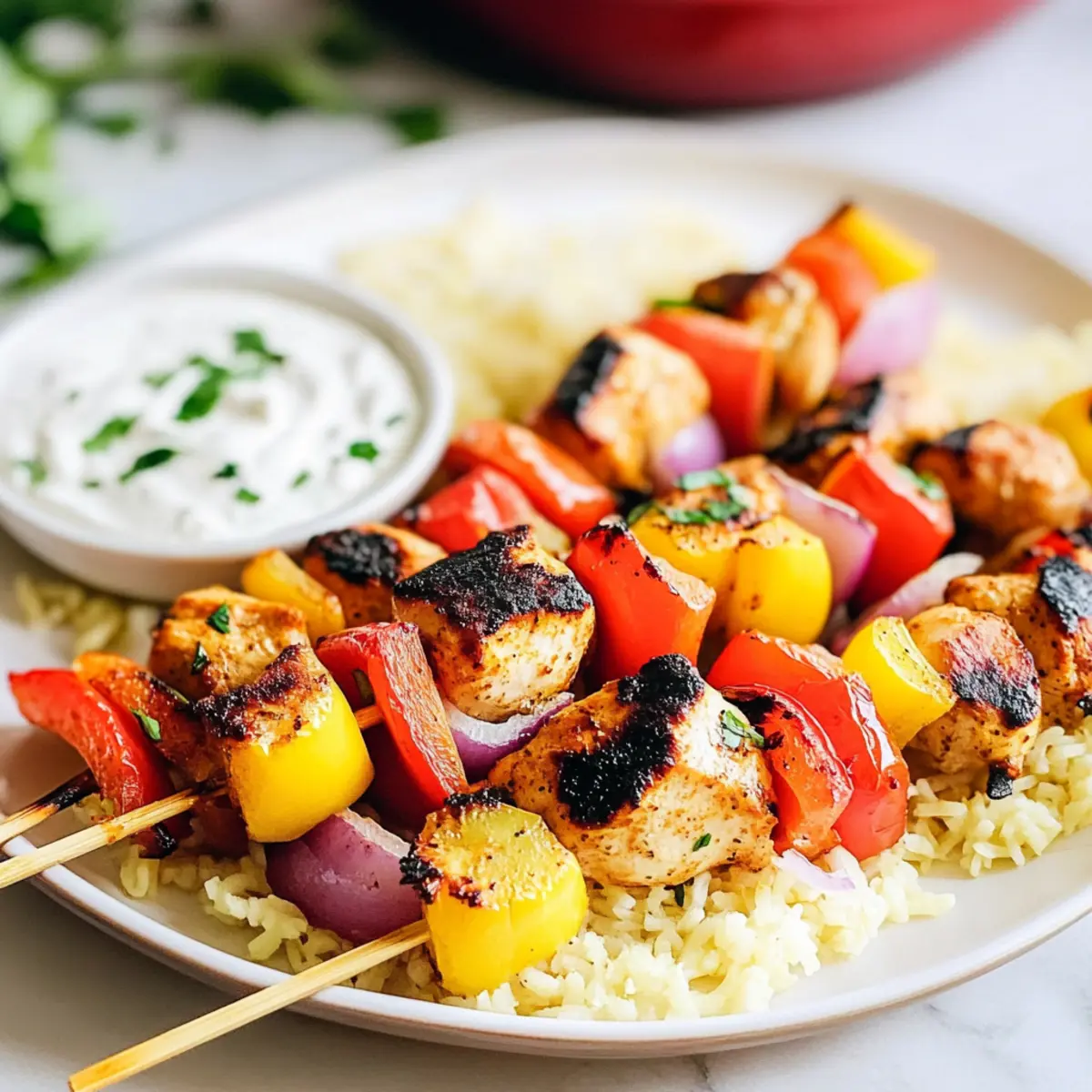 Savory Baked Chicken Kabobs with Zesty Yogurt Sauce