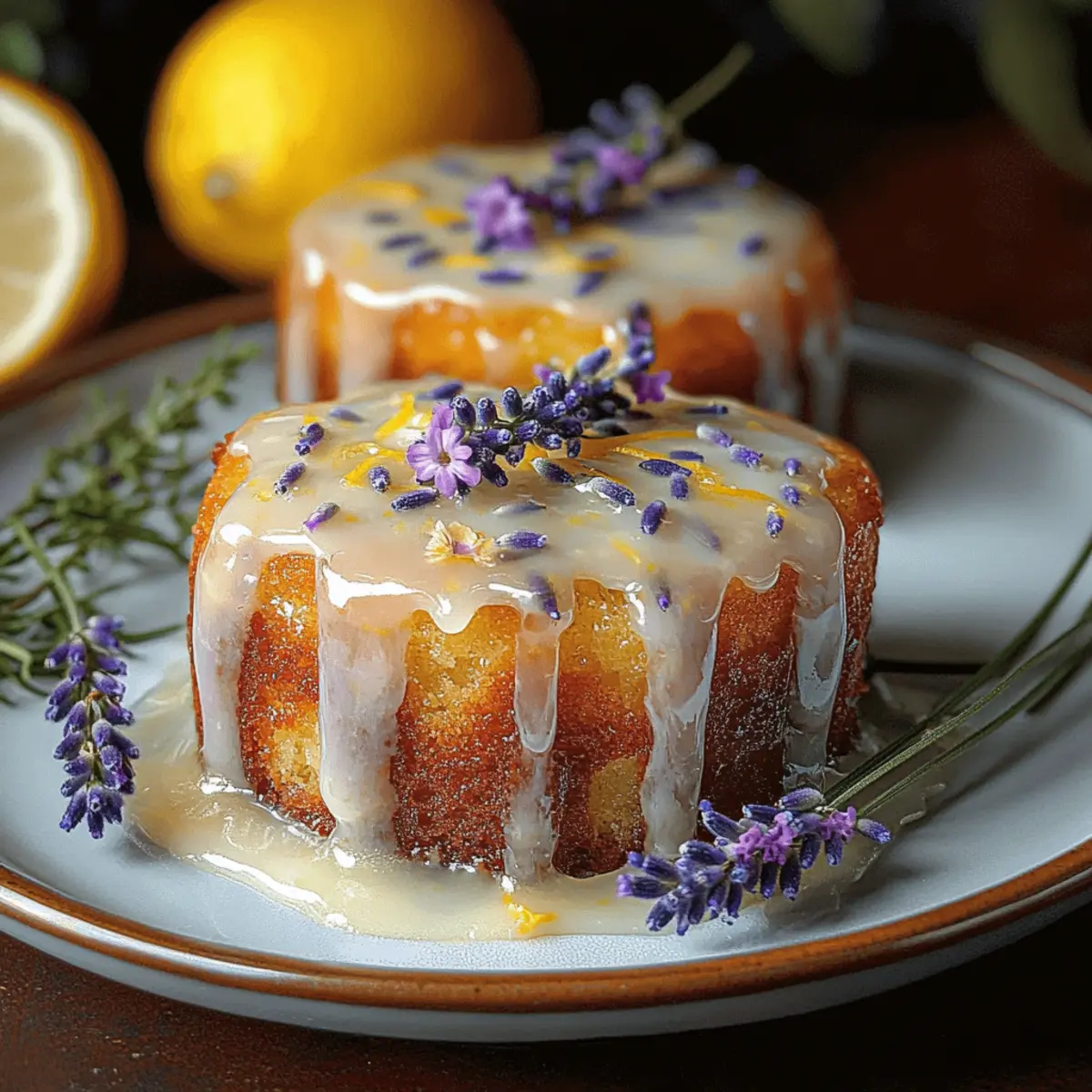 Delight in Mini Lemon Cakes with Lavender Glaze Bliss