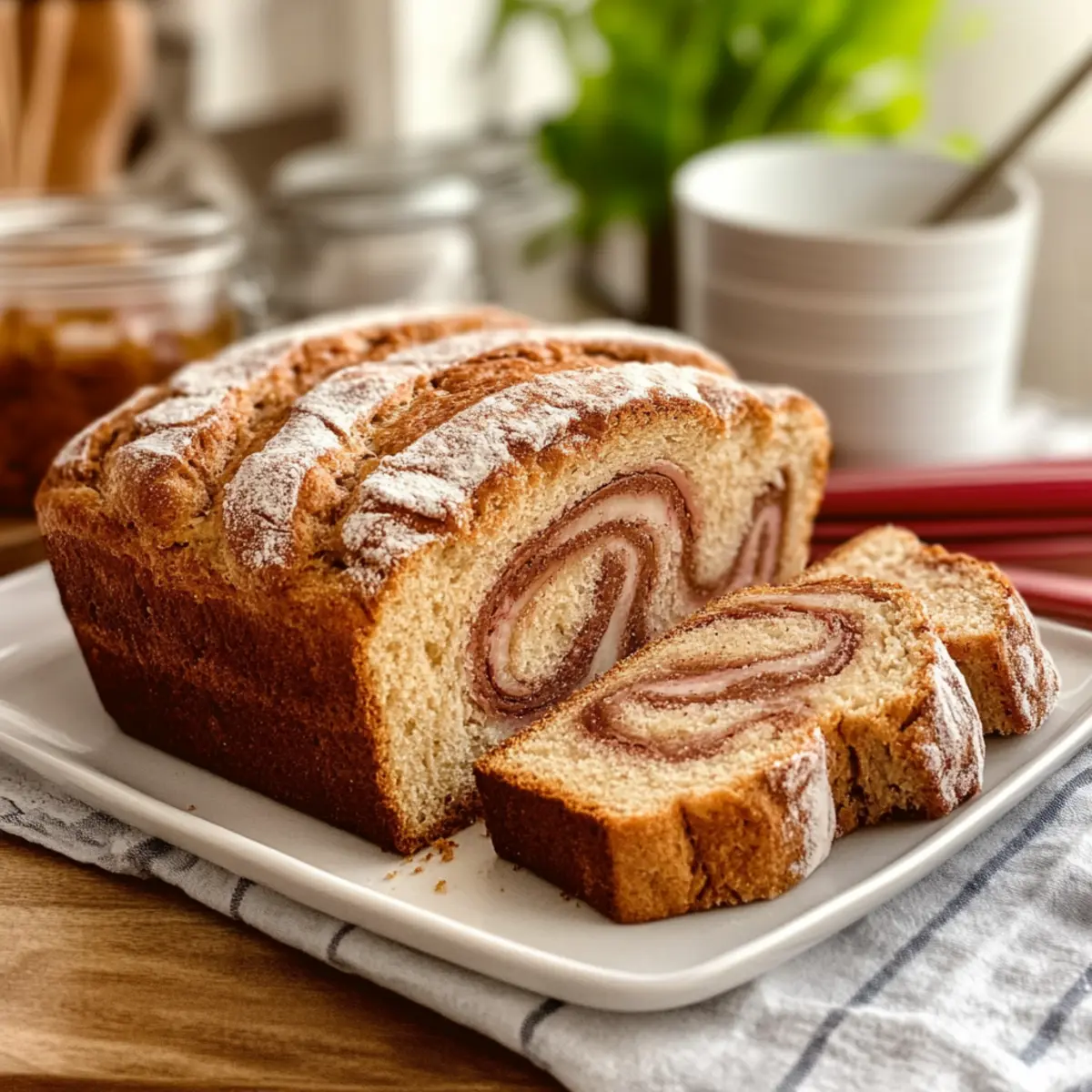 Moist Cinnamon Swirl Rhubarb Bread for Cozy Mornings