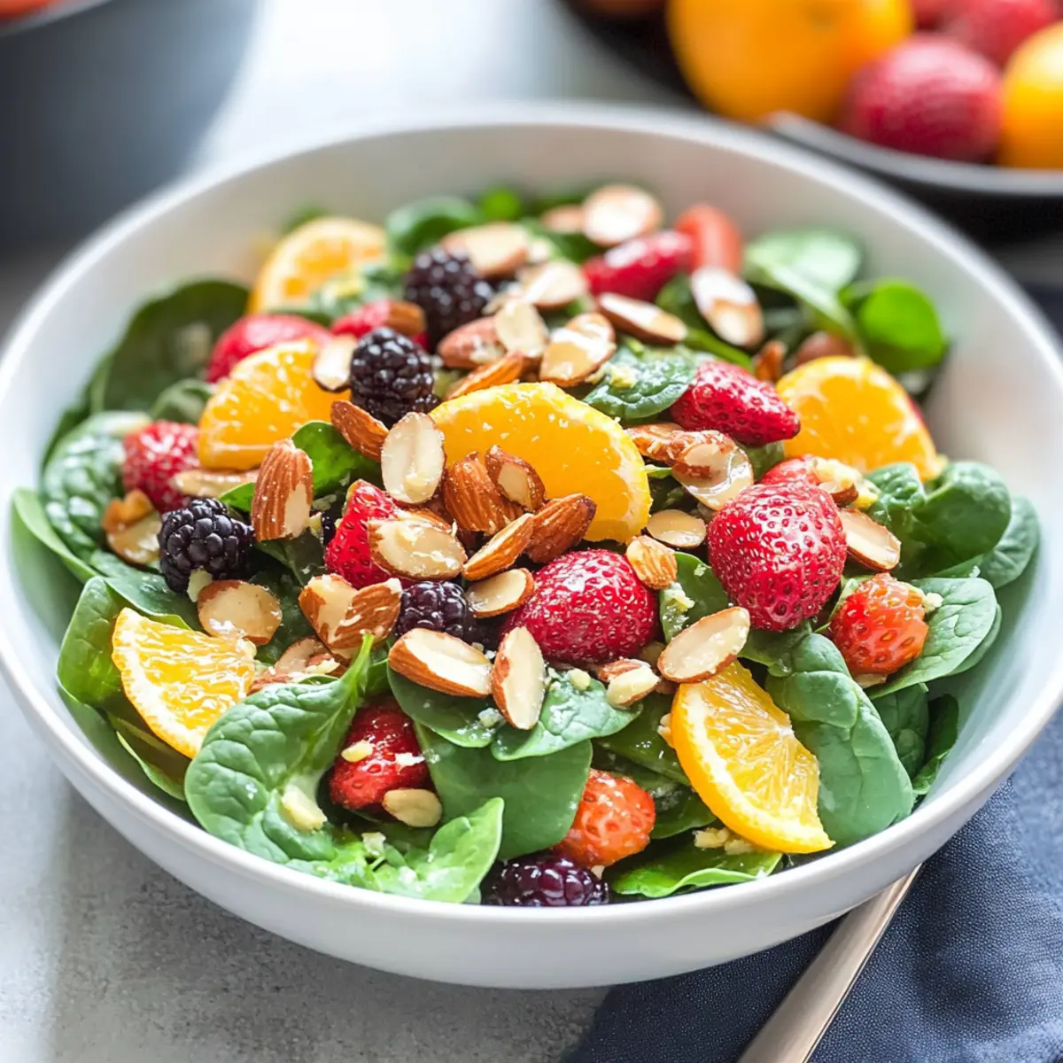 Fresh Spinach Berry Salad with Crunchy Almonds & Lemon Zest