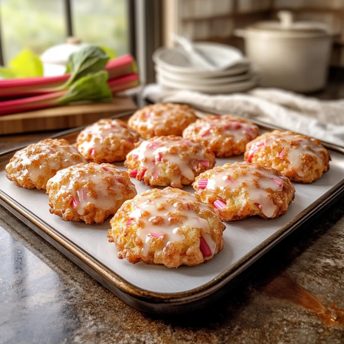 Delicious Baked Rhubarb Fritters with Sweet Glaze Delight
