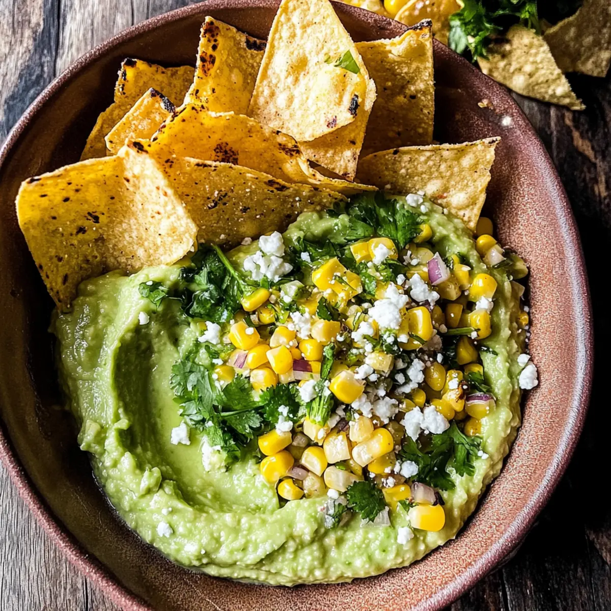 Creamy Avocado Dip with Grilled Corn Salad for Summer Snacking