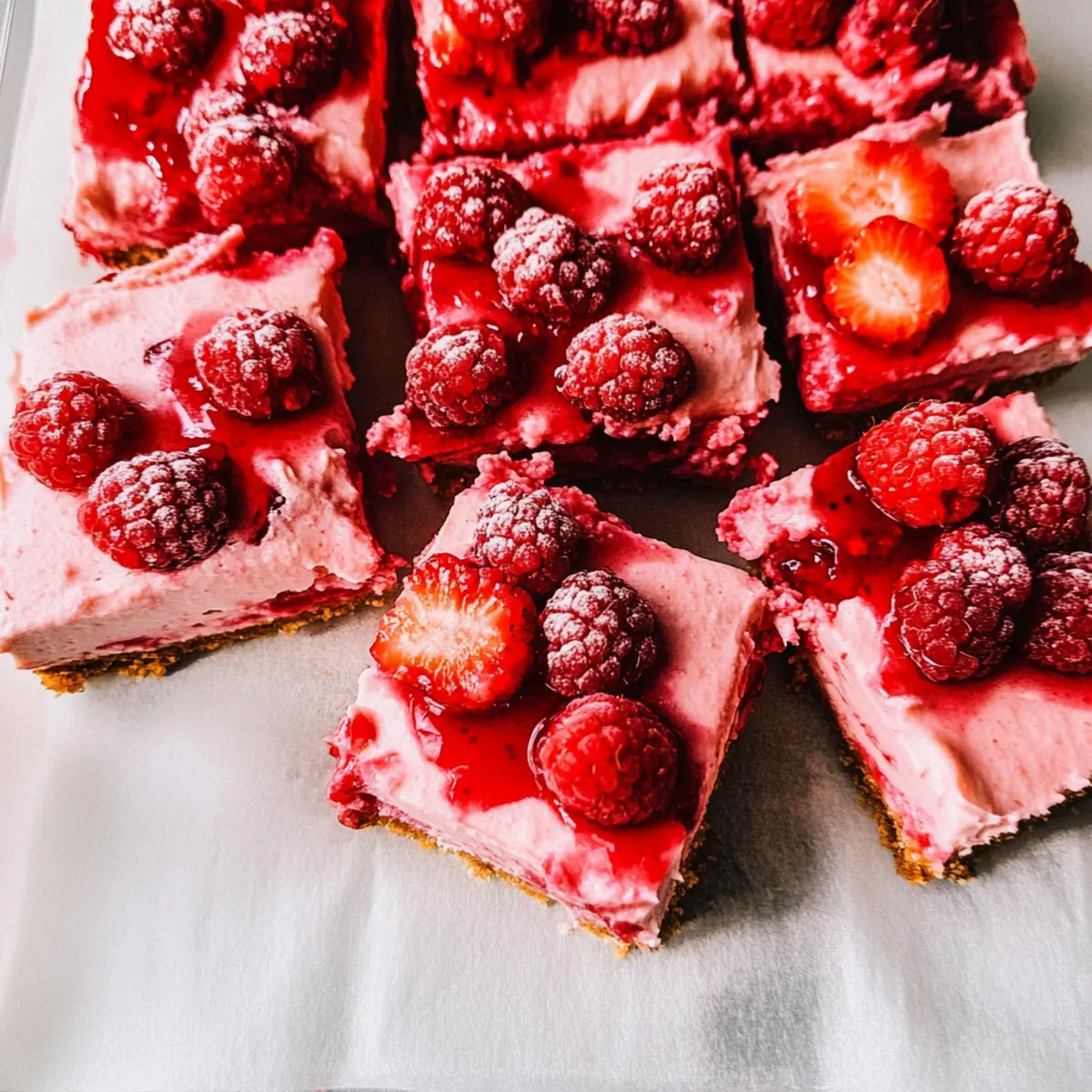 Delight in Creamy Raspberry Mousse Squares for Easy Indulgence