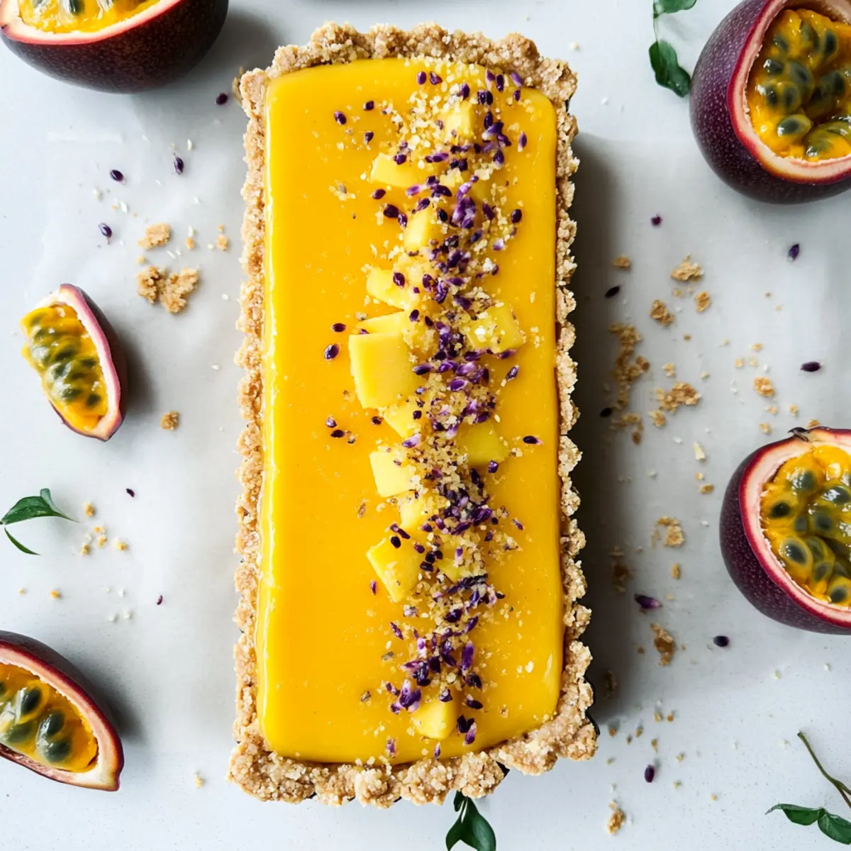 Vegan Mango Passion Fruit Tart – A Tropical No-Bake Delight