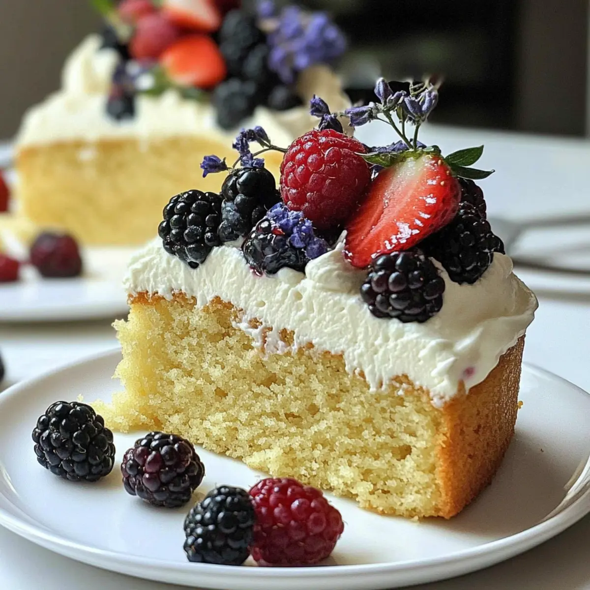 Olive Oil Cake with Mascarpone Frosting and Berry Bliss