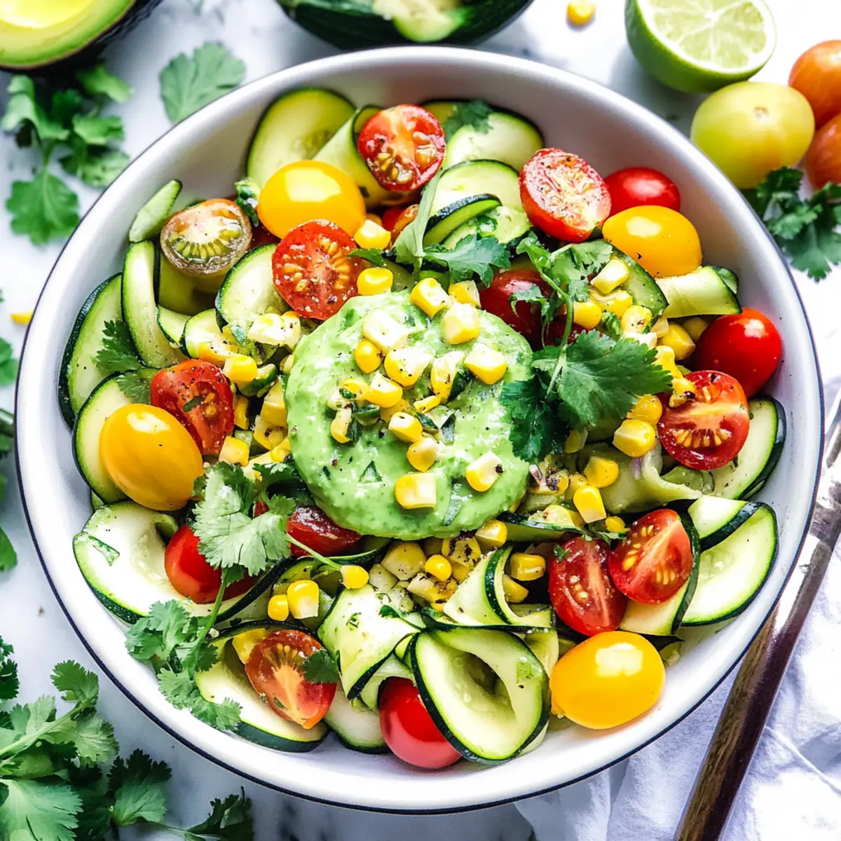 Fresh Zucchini Ribbon Salad with Avocado Lime Bliss