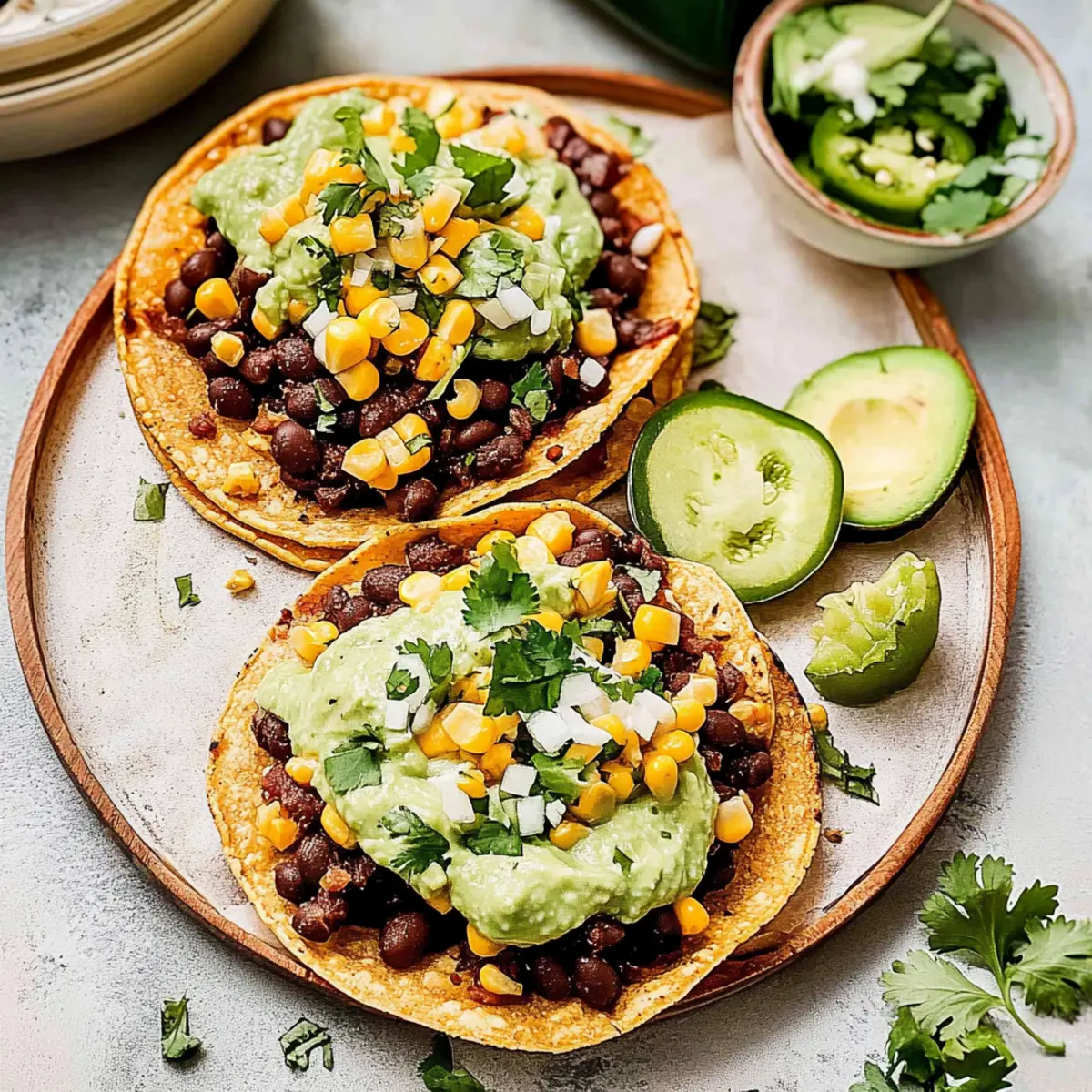 Crispy Black Bean Tostadas with Creamy Avocado Love