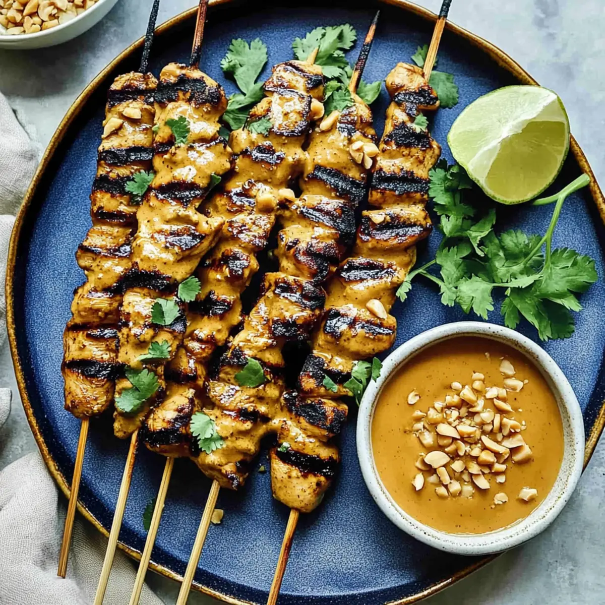 Savory Chicken Satay with Creamy Peanut Dipping Sauce