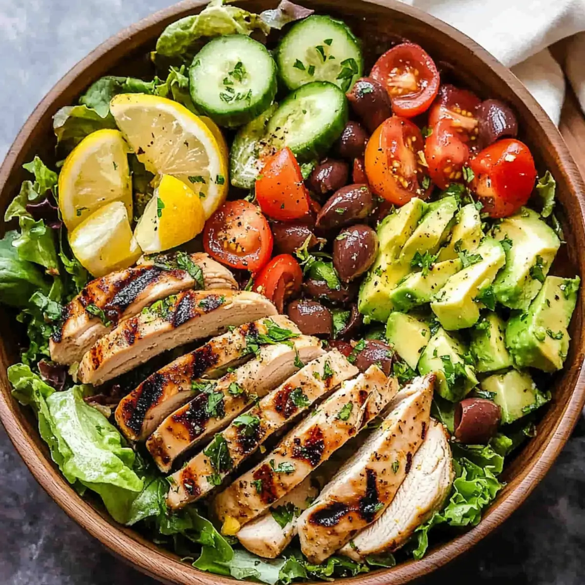 Grilled Lemon Herb Mediterranean Chicken Salad Delight