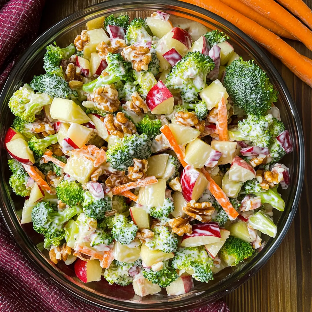 Crunchy Broccoli Apple Salad with Lighter Creamy Dressing