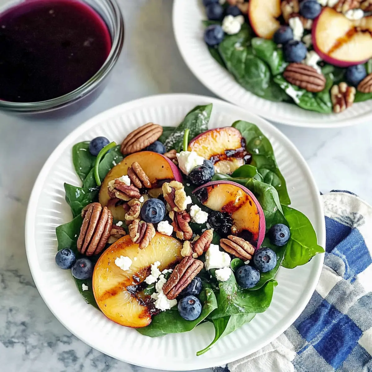 Fresh Grilled Peach Blueberry Spinach Salad to Brighten Your Summer