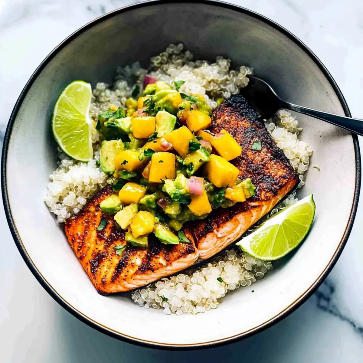 BBQ Salmon Bowls with Mango Avocado Salsa: A Flavorful Treat