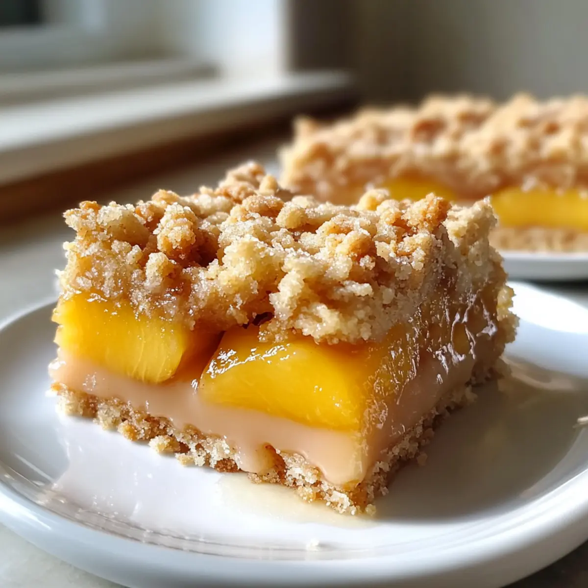 Delicious Peach Crumble Bars with Honey Glaze to Swoon Over