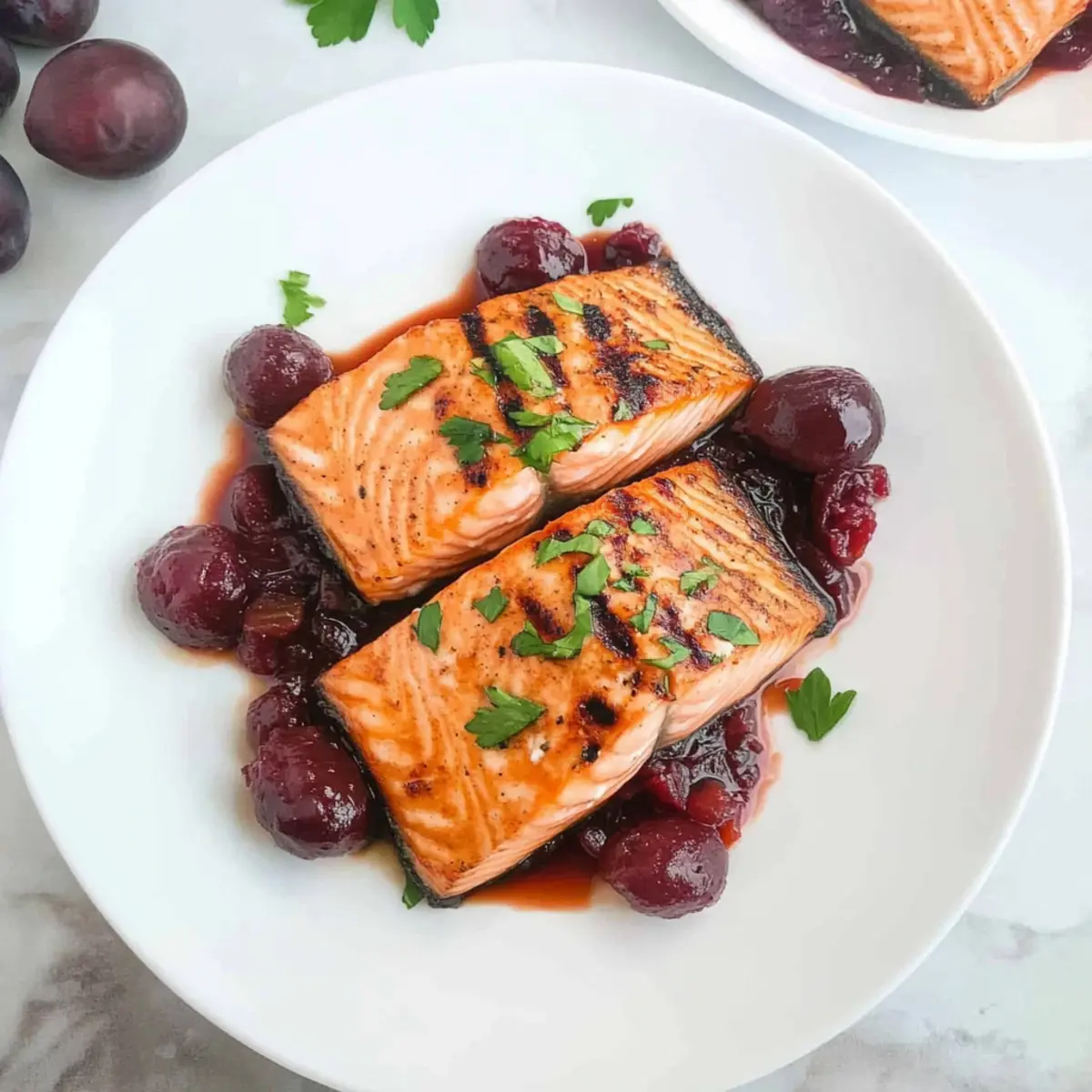 Grilled King Salmon with Plum Sauce for a Romantic Dinner