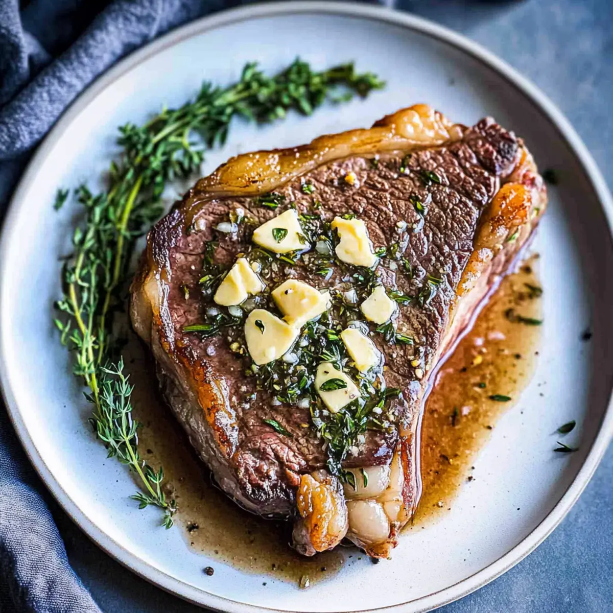 Savor Juicy New York Strip Steak with Garlic Herb Butter