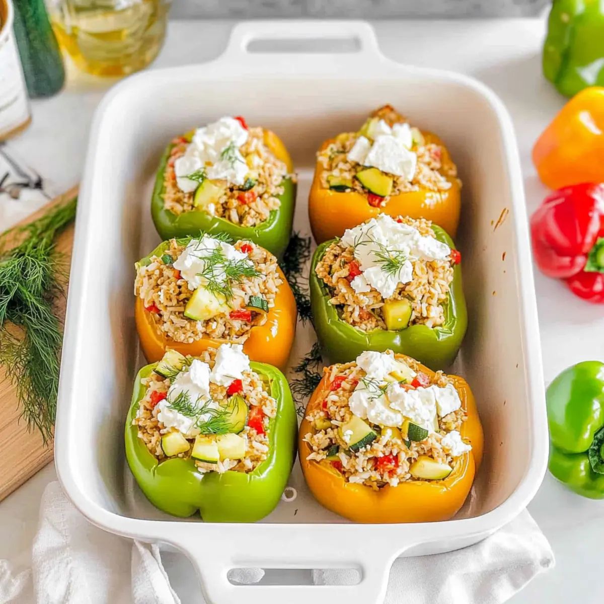 Greek Chicken Stuffed Peppers for a Flavorful Dinner Delight