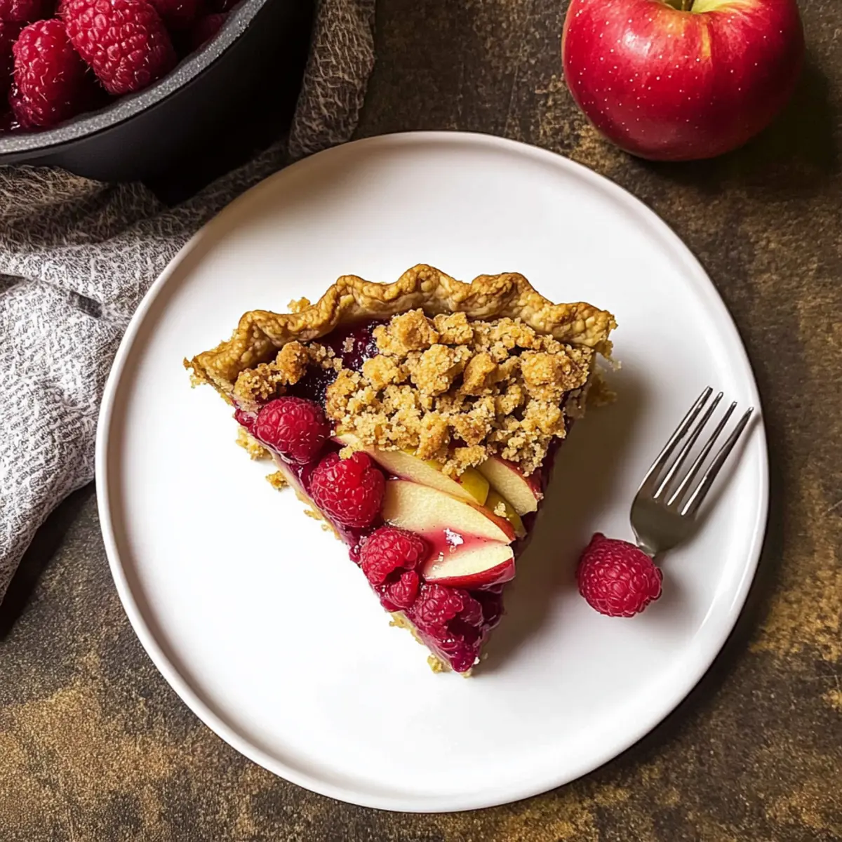 Irresistible Apple Raspberry Pie with Crunchy Crumb Topping