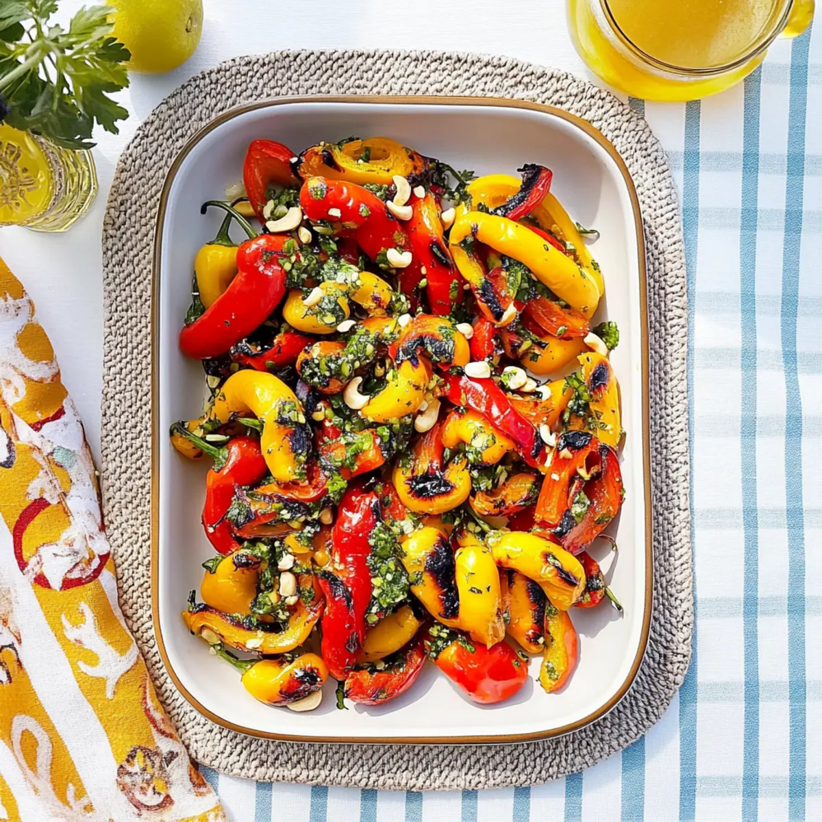 Charred Baby Peppers with Zesty Lime-Cashew Dressing