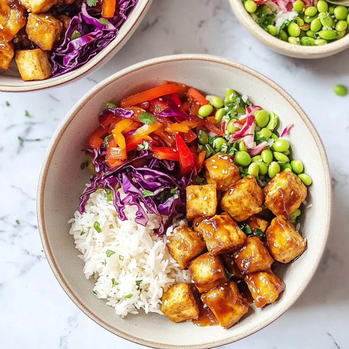 Crispy Tofu Rice Bowl with Crunchy Salad for Healthy Weeknight Dinners