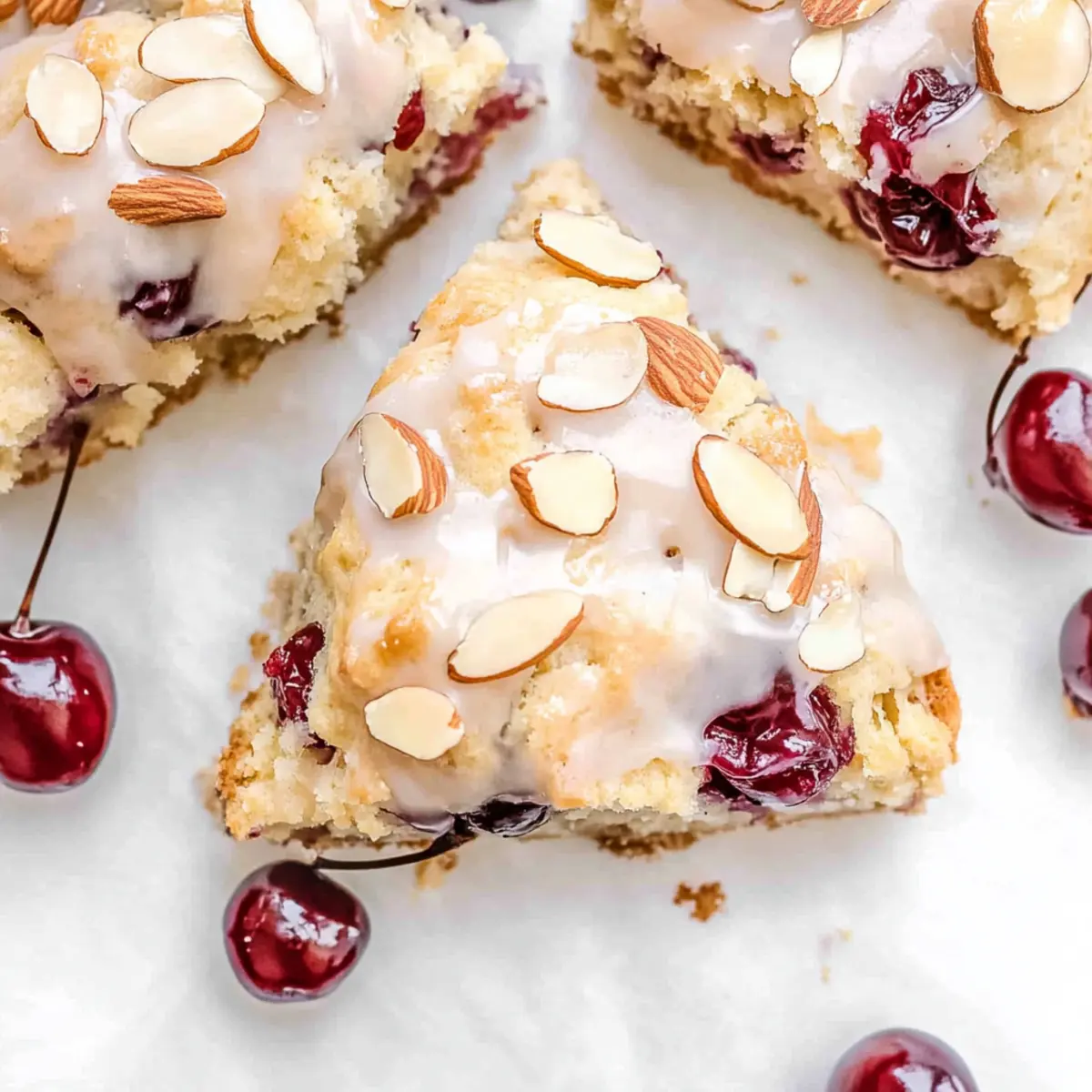 Irresistible Cherry Almond Scones with Sweet Almond Glaze