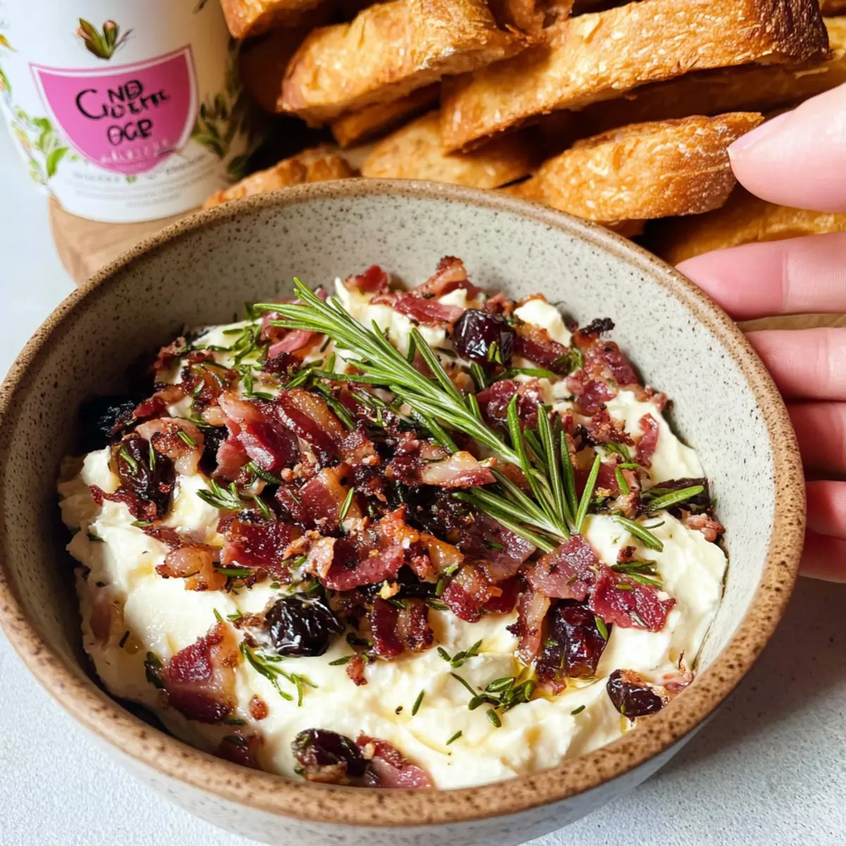Whipped Goat Cheese Dip with Bacon and Dates for Pure Bliss