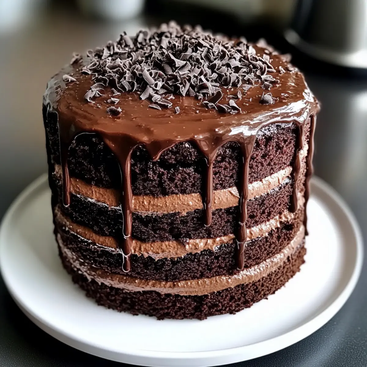 Decadent Dark Chocolate Cake with Glossy Ganache Drip
