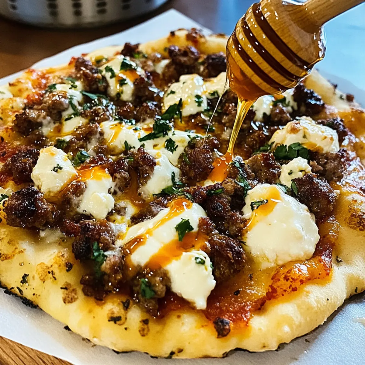 Savor this Sausage Ricotta Honey Hot Pizza at Home Tonight
