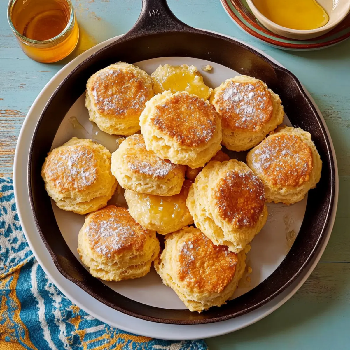 Fluffy Skillet Angel Biscuits with Spicy Honey Butter Delight