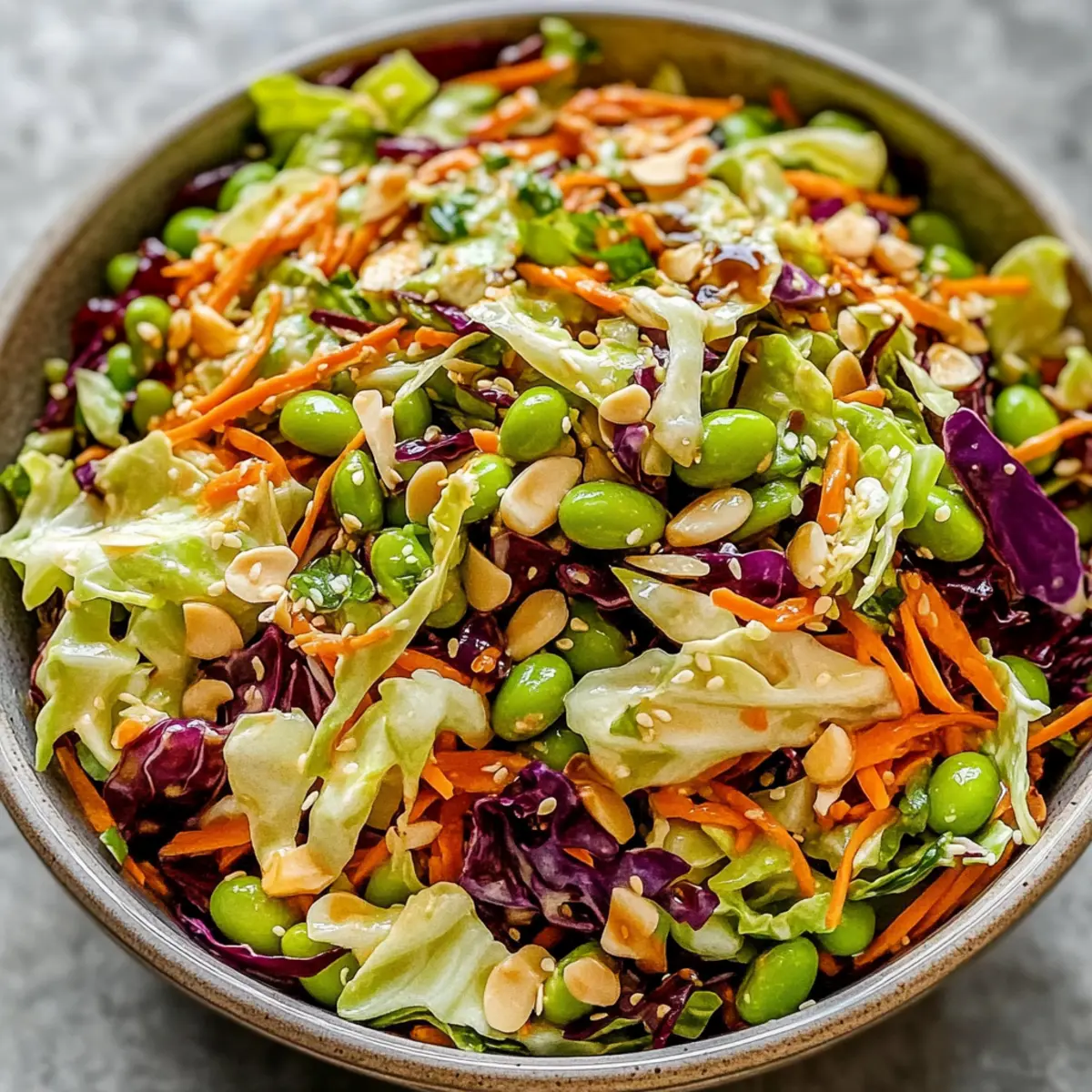 Cabbage and Edamame Salad with Zesty Sesame Ginger Dressing