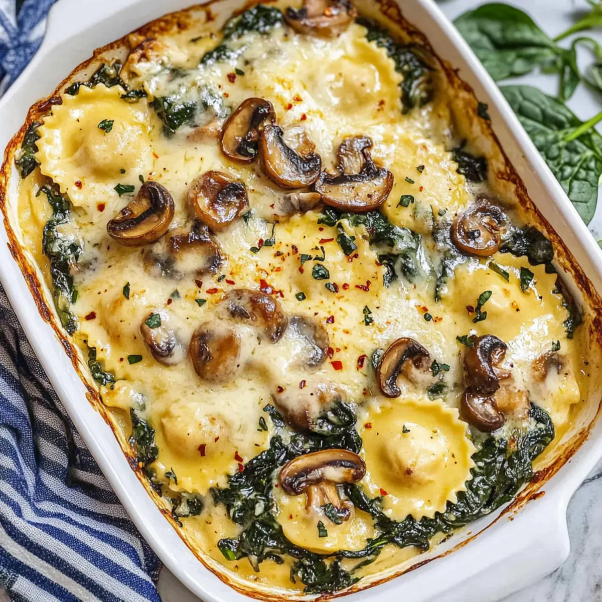 Mushroom Ravioli Casserole with Spinach for Cozy Family Nights