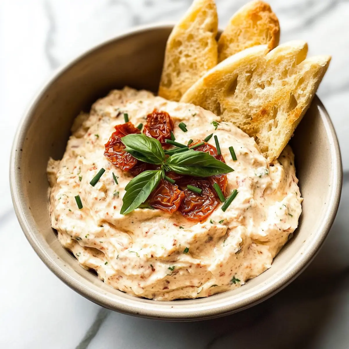 Easy Whipped Goat Cheese Dip with Sun-Dried Tomatoes Delight