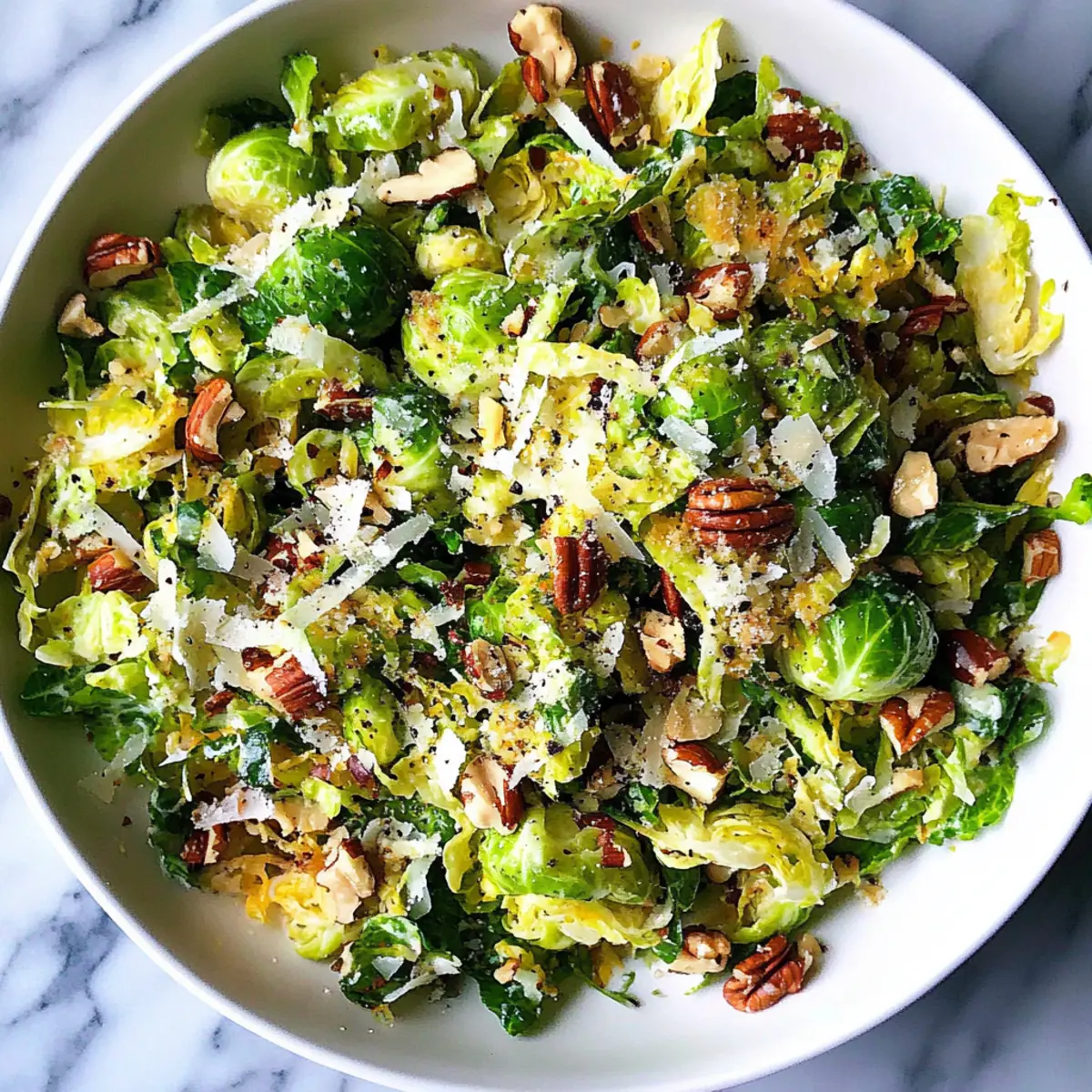 Crisp Shaved Brussels Sprout Salad with Nutty Goodness