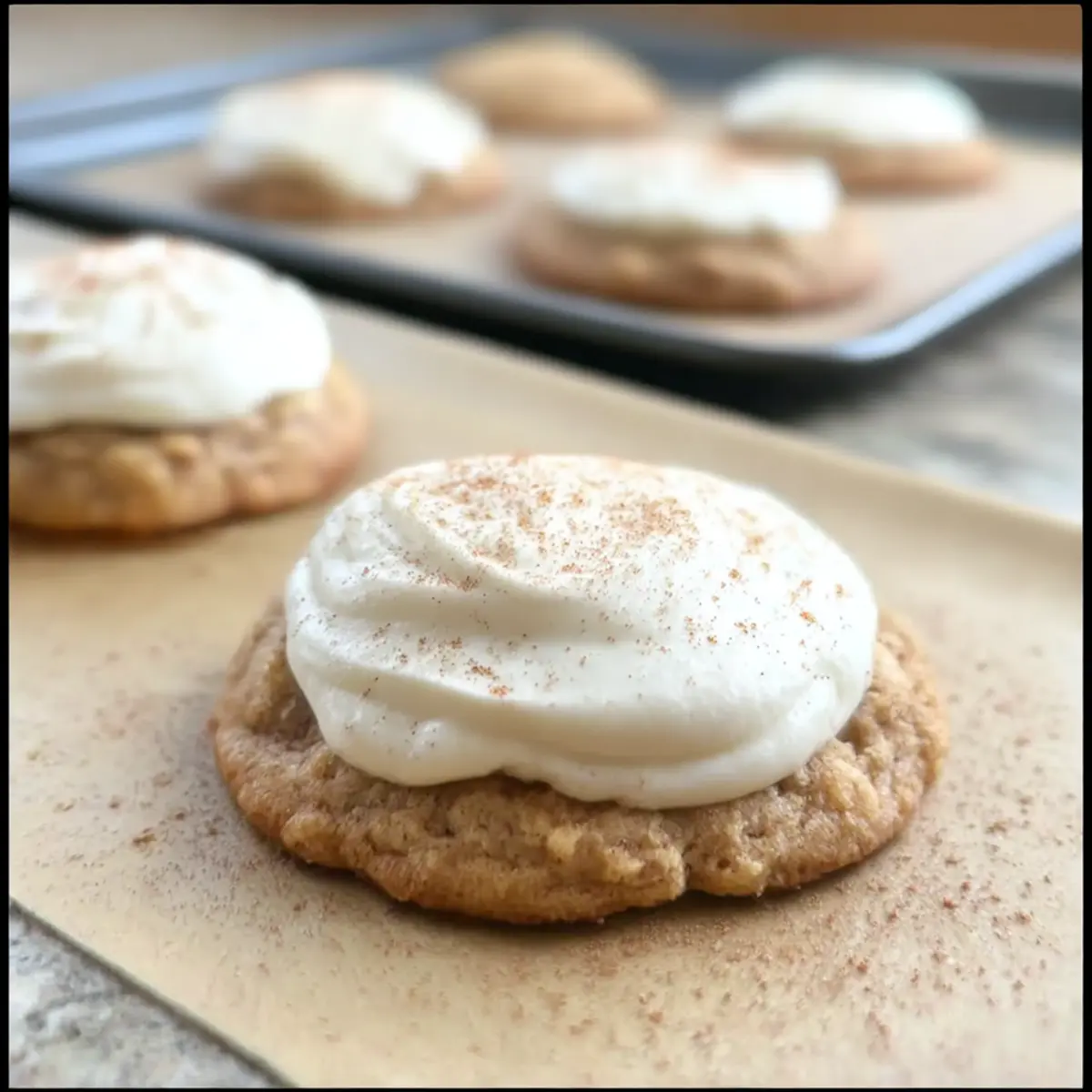 Cozy Apple Butter Oatmeal Cookies with Creamy Frosting