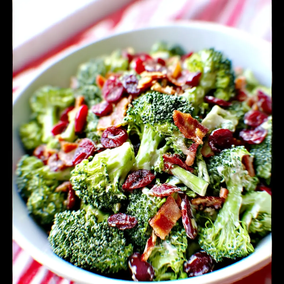 Crunchy Broccoli Salad with Bacon and Dried Cranberries Delight