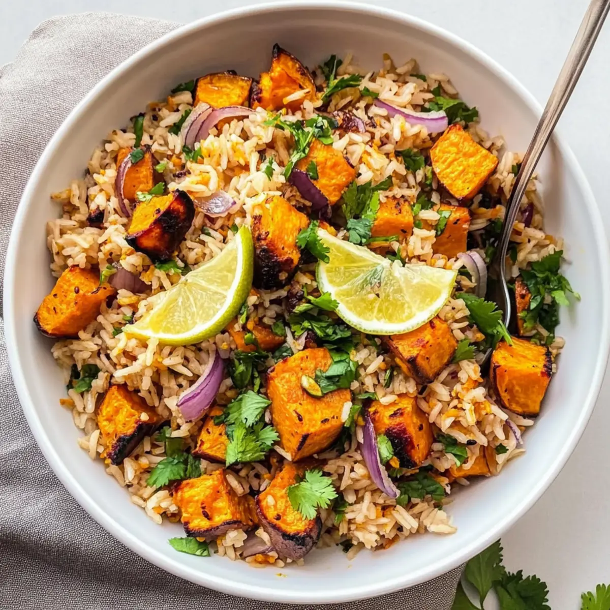 Savory Sweet Potato Rice Pilaf Bursting with Flavor