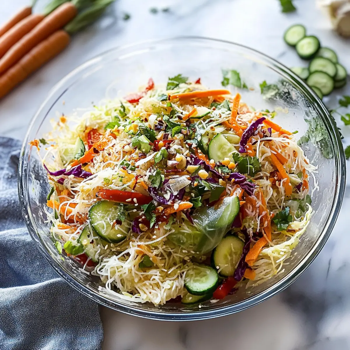 Flavorful Spring Roll Salad with Spicy Ginger Dressing Delight